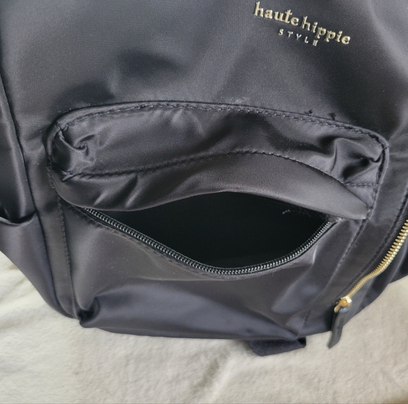 Haute Hippie | NWOT Chic Black Trendy Spacious Nylon Backpack - Picture 12 of 15